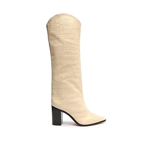 Schutz Women's Maryana Block Heels Knee High Boot, Eggshell, Size 10.5 #TOP1
