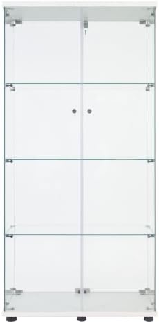 Glass Display Cabinet - Tall 4-Shelf Showcase for Collectibles and Curios, 64.56”(H) x 31.69”(L) x 14.37”(W)
