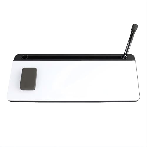 Tableau blanc en verre de bureau noir avec rangement et support clavier