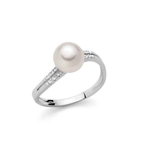 Anello Miluna con diamanti e perla d'acqua dolce 7,5-8 in oro PLI1597