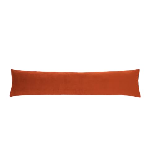 OHS Under Door Draught Excluder Matt Velvet, Soft Decorative Door Draft Excluder Cushion Effective Cold Air Stopper Energy Saving Indoor Excluder, Orange Rust 90 x 20cm