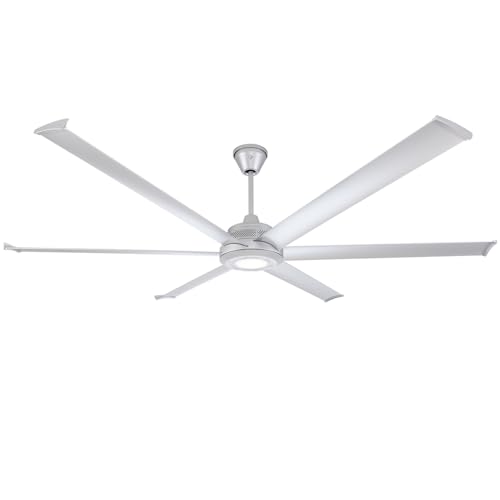 Big Ass Fans Mammoth 84" Outdoor Ceiling Fan w LED Light &ndash; Silver Finish &ndash; Smart Wi-Fi Fan w Remote & Voice Control &ndash; Wet Rated Quiet Patio Fan &ndash; 15,683 CFM &ndash; Modern Industrial Look &ndash; 3 Yr Warranty