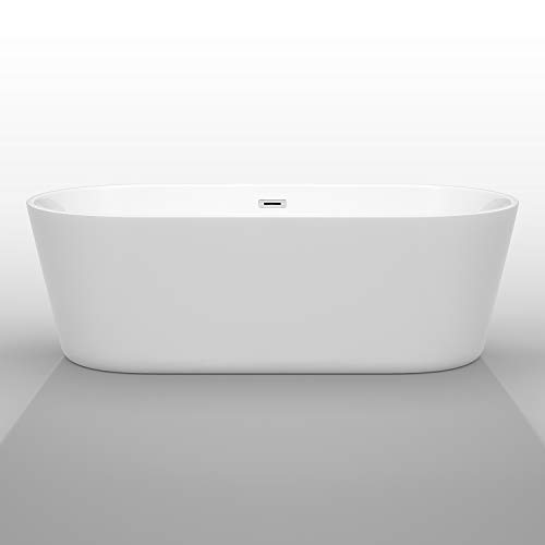 Carissa 71 inch Freestanding Bathtub in White with Polished Chrome Drain and Overflow Trim