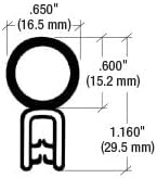 CRL Vertical Bulb Trim Seal - Flange Size: .090 in to .120 in