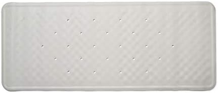 Croydex AG182622 Hygiene 'N' Clean Anti-Bacterial Slip-Resistant Large Natural Rubber Suction Long Bath Mat, 37 x 90 cm, White