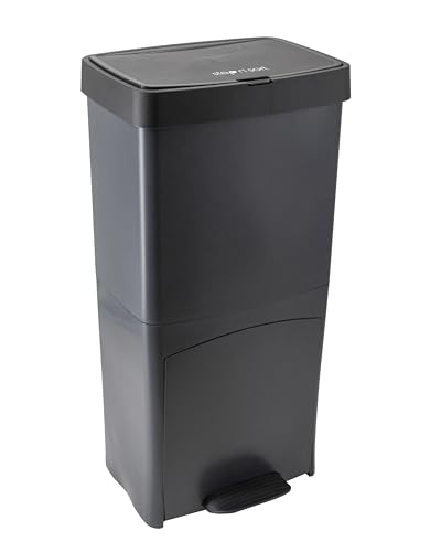Caneca de basura negra rectangular 70L Step N' Sort