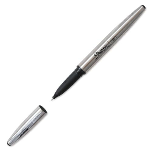 Sharpie Stylo à grip élégant en acier inoxydable et encre noire