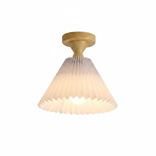 Petit plafonnier bois et tissu blanc pour habiller votre couloir