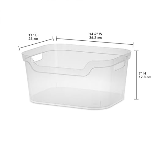 Image of Sterilite Large Open Bin, Clear Plastic Organizing Container, 24-Pack | Open Top Storage Organizer Box with Carry-Through Handles and Banded Rim for Home Organization