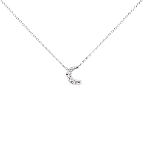 Haus of Brilliance 10K White Gold Diamond Accented Crescent Moon Shaped 18" Inch Pendant Necklace (H-I Color, I1-I2 Clarity)