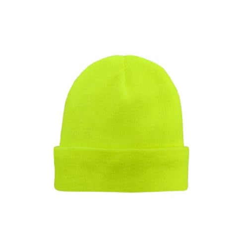 Hamble Distribution Ltd Adult Thermal Hi Vis Yellow Beanie Hat for Men's Woman's Lightwiight Knitted Warm Stretchy Hat for Winter Autumn