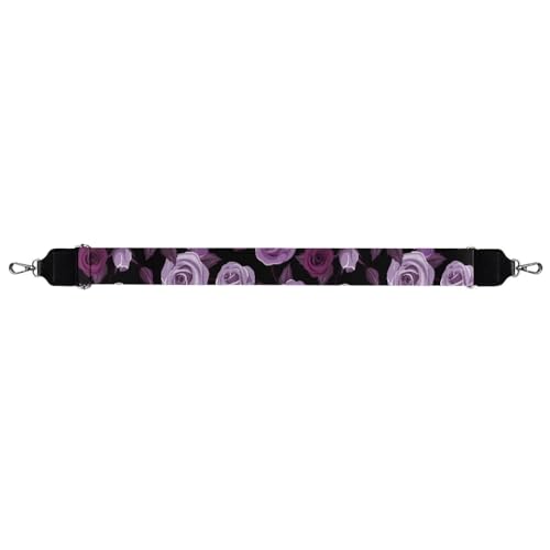 Image of TODIYADDU Purple Rose Wide Fashion Crossbody Purse Strap Guitar Purse Strap Crossbody Suitable for Valentine's Day Crossbody Handbag Tote Canvas Bag