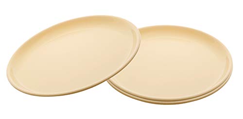 Image of Kuber Industries 3 Pieces Unbreakable Round Plastic Microwave Safe Dinner Plates (Yellow) - CTKTC34612