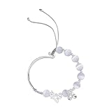 Pulsera de acero inoxidable para mujer, regalo de piedras y pulsera de cuerda de temperamento dulce para pulsera con perlas de San Valentín en anillos, talla única, Plástico, No es una piedra preciosa