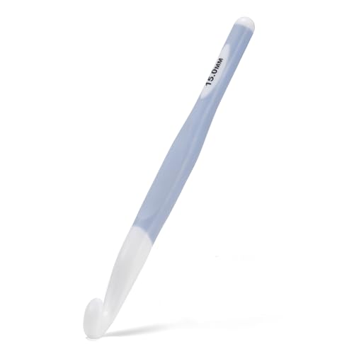 15mm Large Crochet Hook Ergonomic Crochet Needle for Arthritic Hands Extra Long Rubber Handle Crochet Hooks for Knitting Sweaters Shawls and Carpets
