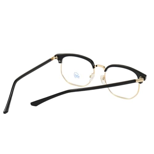 Image of Shiratori Retro Eyebrow Frame Glasses for Men, Semi-Rimless Blue Light Blocking Glasses, Anti Blue Light Computer Glasses