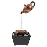 NUOBESTY Fuente de Mesa Pequeña con Cascada y Luces Led, Fuente de Agua...