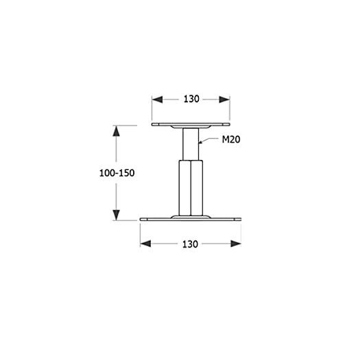 Galvanised 100-150mm Height Adjustable Elevated Post Base Support (130 x 130mm)