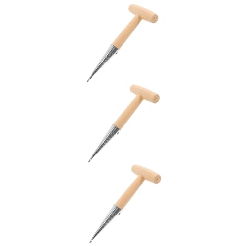 balacoo 3pcs Garden Hand Tools Dibber for Planting Soil Puncher Portable Wooden Handle Easy to Use for Soil Leveling Punching