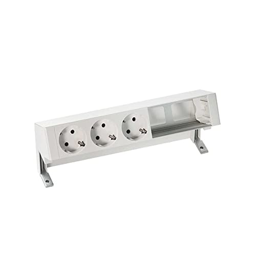 Kit Simon 400 bloc multiprise encastrable de table avec 3 prises schuko et 2 modules vides blanc