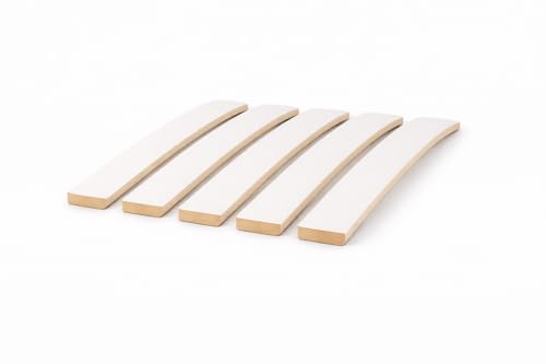 Andi Solutions 755mm Replacement (Pack of 5) Bed Slats Compatible with Lönset Queen – Curved Plywood Slats – Soft & Firm Support Options – (White)