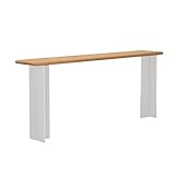 Mesa de pub de madera maciza con patas acrílicas resistentes, mesa de comedor ajustable en altura para el hogar, cocina, bistró, comedor, esquinas redondeadas, 100 x 45 x 105 cm