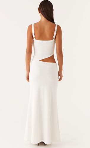 Image of NUFIWI Women Bodycon Spaghetti Strap Cutout Maxi Dress Hollow Sexy Fitted Dresses Sleeveless Stretch Slip Long Dress