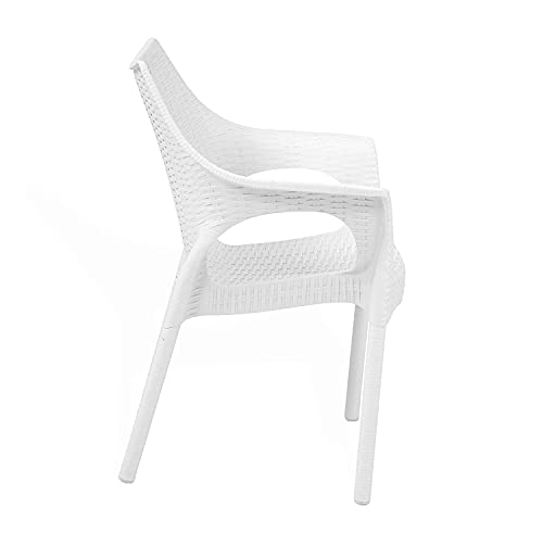 Image of Supreme Cambridge Heavy Plastic Chair | Oversized Arm Chair for Indoor and Outdoor Use (Color: White; Qnt: 2 Pc.)