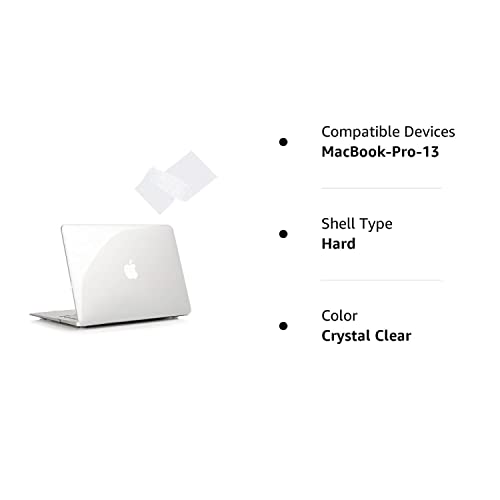 Ruban Case Compatible With Macbook Pro 13 Inch 2012 2011 2010 2009 Release A1278, Plastic Hard Case Shell And Keyboard Cover For Older Version Macbook Pro 13 Inch With Cd-Rom - Crystal Clear #TOP6