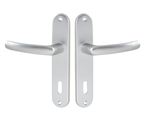 Vachette Set de Poignée de Porte sur Petite Plaque - Version Clé L, Porte de Chambre, Bureau - Entraxe 165 mm - Système de Pose Facile - Aluminium Résistant -...