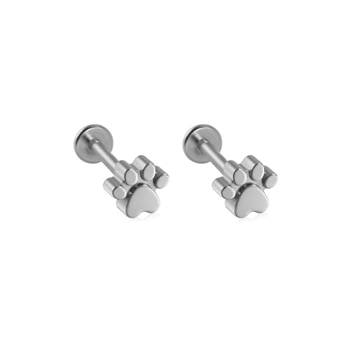 Niaspi Paw Print Stainless Steel Silver Earrings