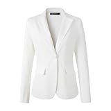 Beninos Womens One Button Blazer Lightweight Office Work Suit Jacket (918 White, XS)