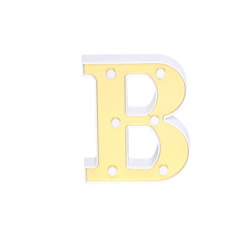 Image of Efavormart 6 inch Gold Marquee Letter B, Mirror Front Warm White LED Light Up 3D Sign, Battery Operated 72H Glow for Wedding Party & Wall Decor