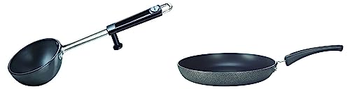 Image of Prestige Omega Select Plus Non-Stick Aluminium Fry Pan, 20cm, Black (Small Size)-(Non Induction) Aluminium Hard Anodised Tadka Pan, 10 cm, Black