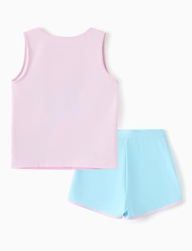 Image of Disney Stitch丨 Frozen丨 Minnie Mouse丨Princess丨Winnie Tank Top+Dolphin Shorts Girls Outfits Workout Athletic Set Summer