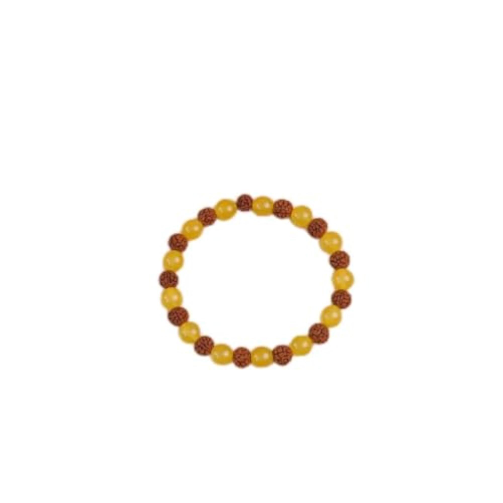 Yellow Aventurine Bracelet with 5 Mukhi Rudraksha