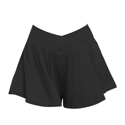Girls Butterfly Shorts High Elastic Waist Crossover Athletic Shorts 2 in 1 Flowy Running Skorts with Pockets for Teens2
