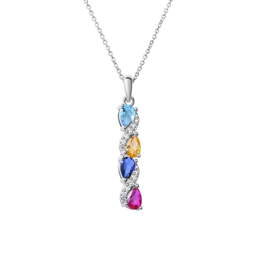 Birthstone Necklaces for Women Sterling Silver Teardrop Pendant Necklace Personalized