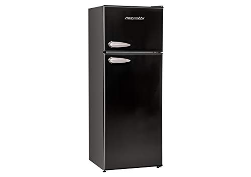 Foto von Respekta Retro Kühlschrank mit Gefrierfach schwarz Bento KS144VS, Freistehend, 213 Liter, Schnellgefrierfunktion, innovative Winterschaltung, regelbares Kühlschrankthermostat