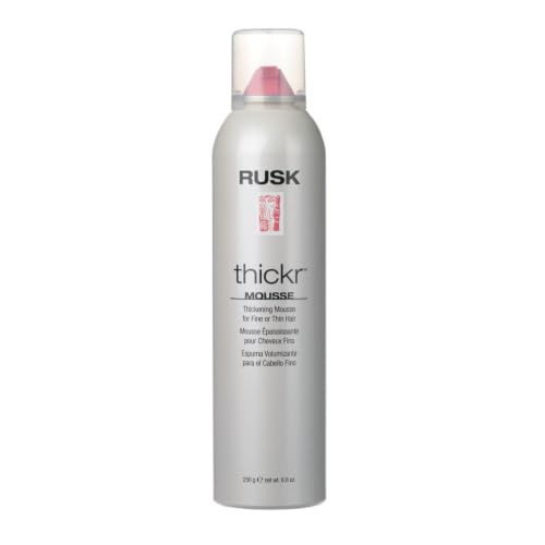 RUSK Thickr Volumizing Hair Mousse - Lightweight + Texturizing Styling Foam for Fine & Thin Hair - Helps Boost Body Texture Root Lift & Long-Lasting Hold Without Buildup (8.8 fl oz)
