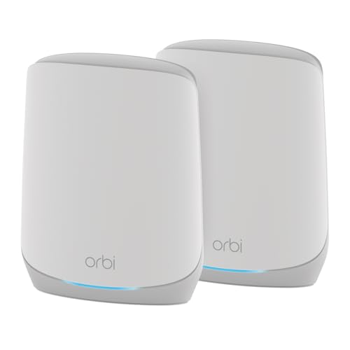 NETGEAR Orbi Whole Home Tri-Band WiFi 6 Mesh Network System (RBK752P) – Router with 1 Satellite Extender, Security Features, Coverage up to 5,000 sq. ft., 75 Devices, AX5200 802.11ax (Up to 5.2Gbps) by NETGEAR - Used condition - US$105.53
