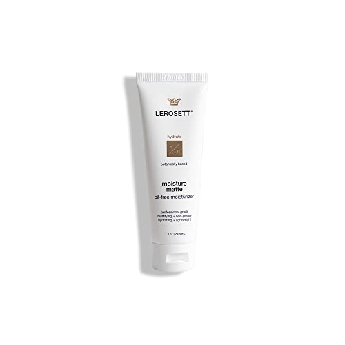 LEROSETT Moisture Matte Oil-Free Daily Moisturizer for Acne Prone Skin, Non-Greasy, Lightweight, Non-Comedogenic with Organic Aloe Vera + 5-Herbal Extracts, Vit-C, E 1 oz