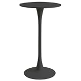 Noorsk Design Mesa Alta Cocina Redonda 60 cm Diámetro y 105 cm. de Alto. Pie Central Metálico y sobre de Madera DM Lacado, Mesa Alta Bar Disponible en Blanco y Negro. (Negro)