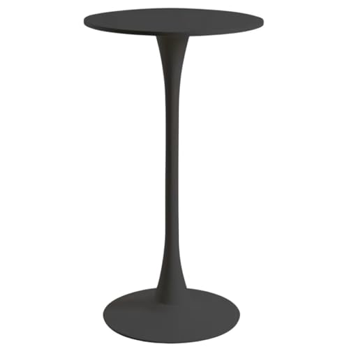 Noorsk Design Mesa Alta Cocina Redonda 60 cm Diámetro y 105 cm. de Alto. Pie Central Metálico y sobre de Madera DM Lacado, Mesa Alta Bar Disponible en Blanco y Negro. (Negro)