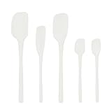 Tovolo Flex Core 5 Piece Silicone Spatula Set Heat Resistant All Silicone Utensils Include Non Stick Spatula Spoonula Jar Scraper, Dishwasher Safe BPA Free Spatulas for Baking Mixing, White
