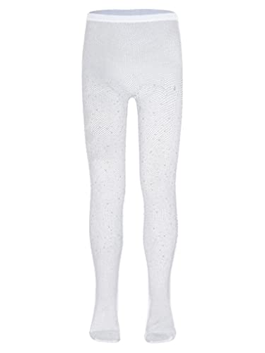 Kids Girls Fishnet Stockings Footed Leggings Tight with Glitter Rhinestone Mesh Socks Pantyhose