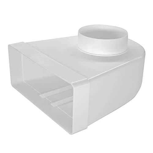 Generic - Flat Channel to Round Duct Transformer, 220mm x 90mm to 100mm, Ventilation Elbow Connector