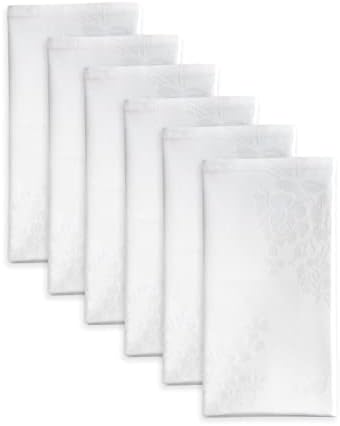 Cloth Napkins- 20″×20″100% Cotton Napkins, Set of 6 Everyday Use Premium Quality Over Sized White Napkins Cloth, Jacquard Cloth Dinner Napkins, Smooth Soft and Comfortable