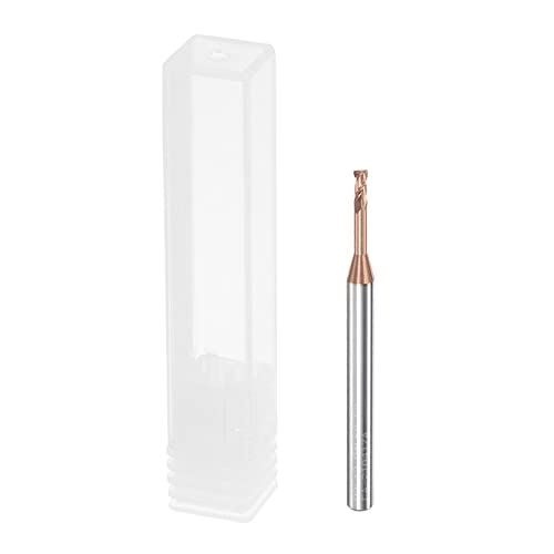 Image of uxcell Square Nose End Mill, 2mm Solid Carbide AlTiSin Coated Long Reach CNC Router Bits 2 Flutes Milling Cutter with Extended Neck, 12mm Cutting Length 4mm Shank