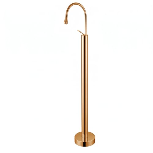 Image of BASSINO Luxury Free Standing Rose-Gold Basin Faucet Floor Mounted Pedestal Tap for Bathroom Bathtub & Wash Basin 4x8x46 Inch Tall Single Lever Mixer Tap with Premium Brass Body Designer Faucet